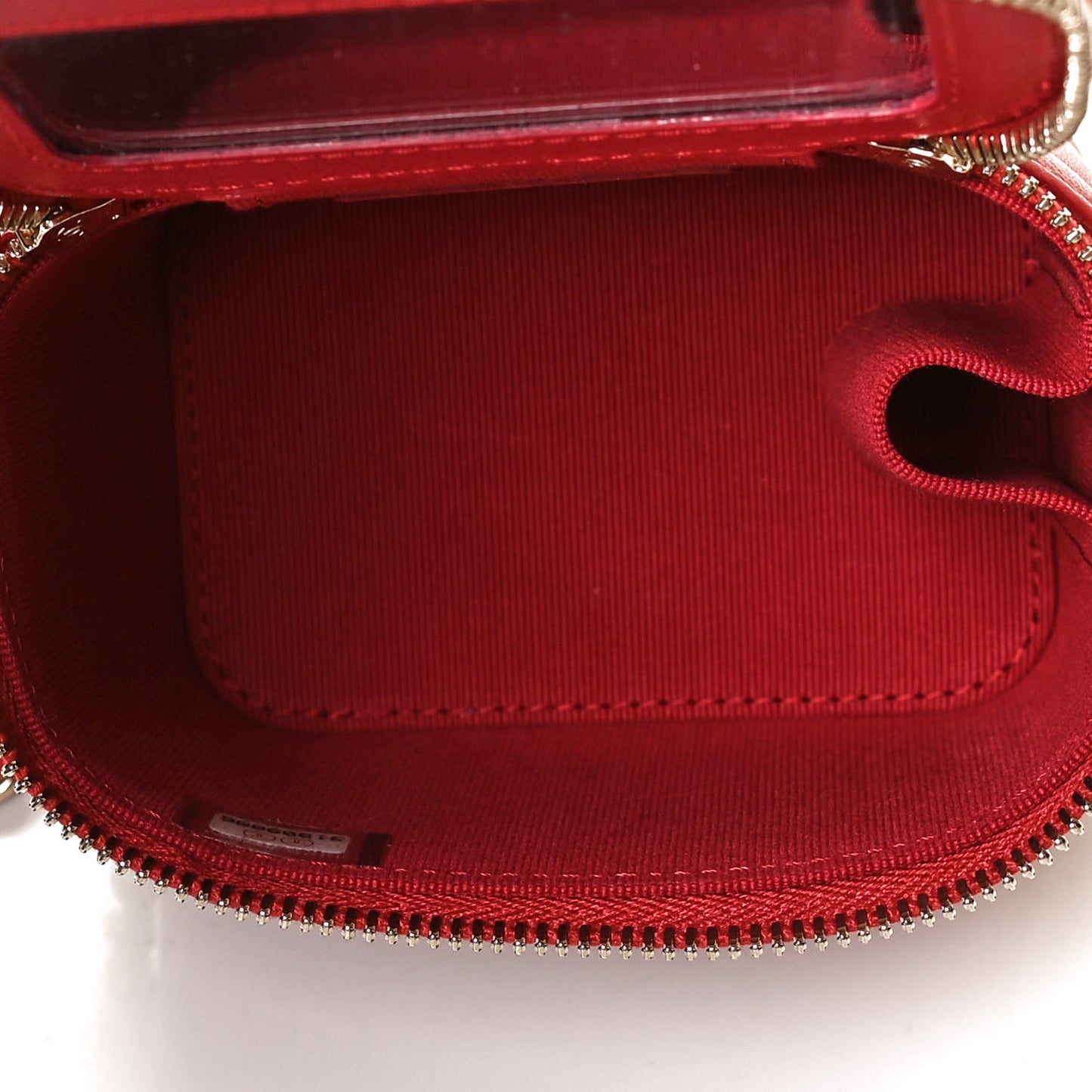 Lambskin Quilted Top Handle Mini Vanity Case With Chain Red