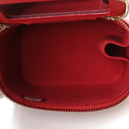 Chanel Lambskin Quilted Top Handle Mini Vanity Case With Chain Red 5 of 11
