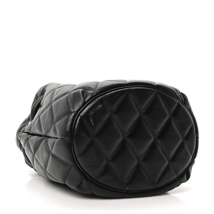 Balenciaga Nappa Calfskin Quilted Touch B Bucket Bag Black 4 of 10