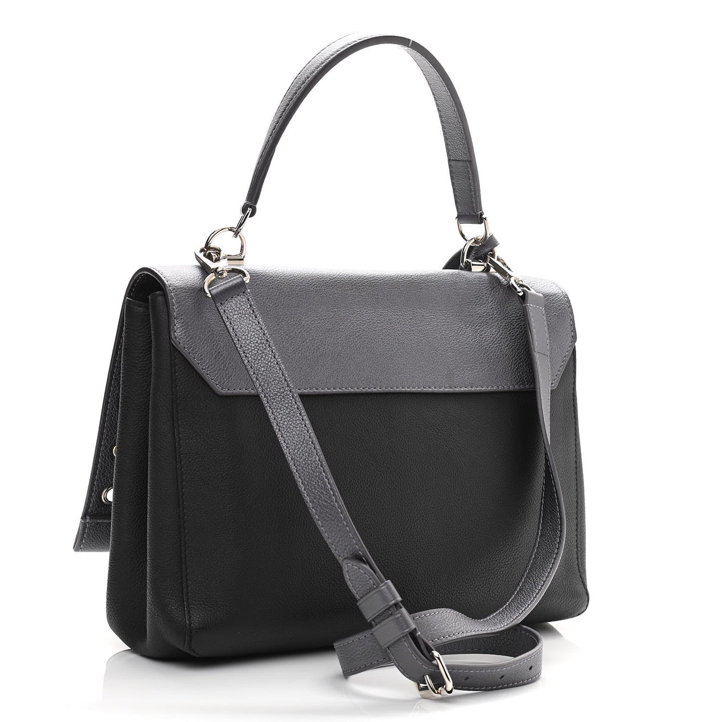 Soft Calfskin Eyelet Lockme II Top Handle Gris Silver