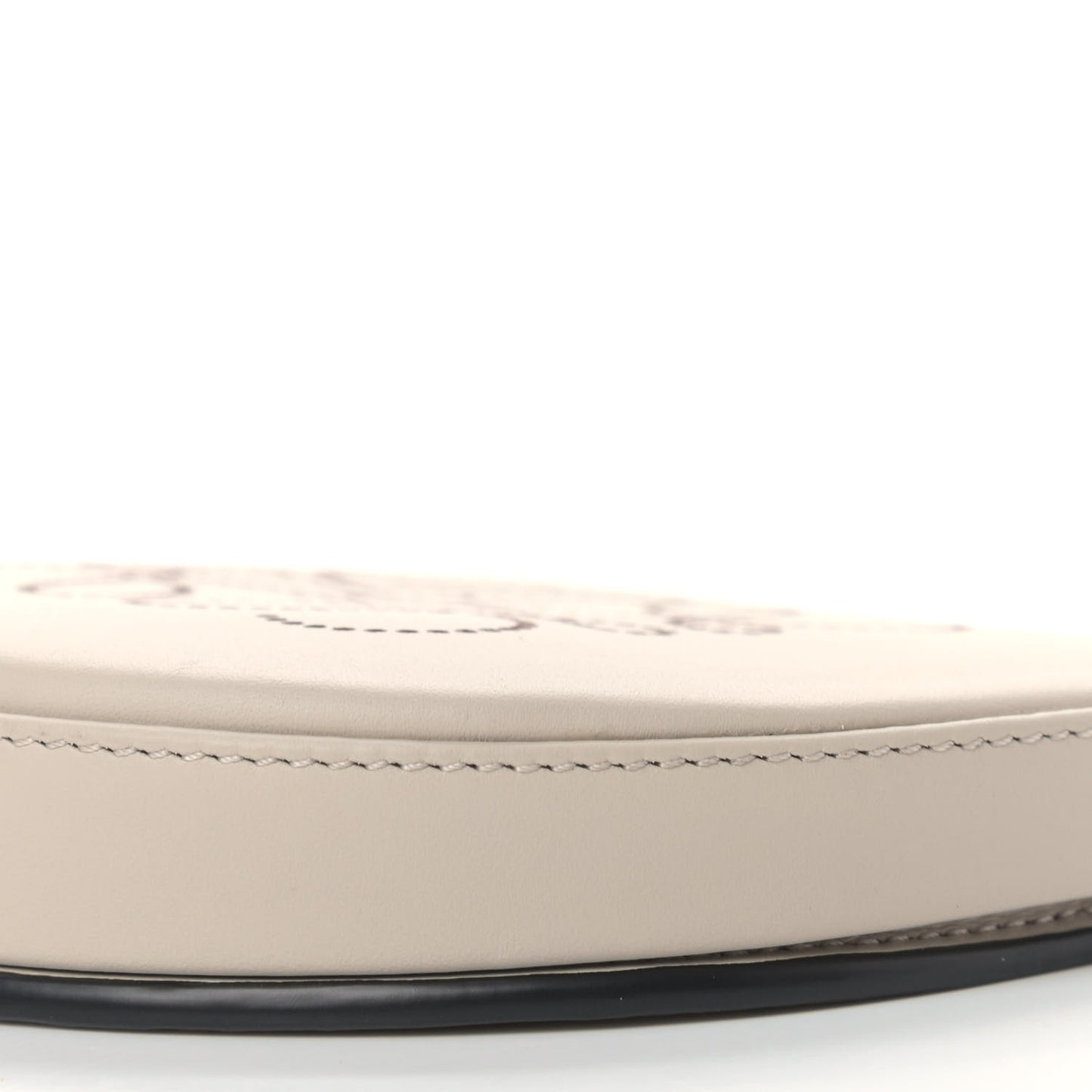 Buffed Calfskin Logo Embossed Small Heel Pouch Light Oat Tan