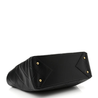 Chanel Calfskin Quilted Chain Shopping Tote Black 3 of 9