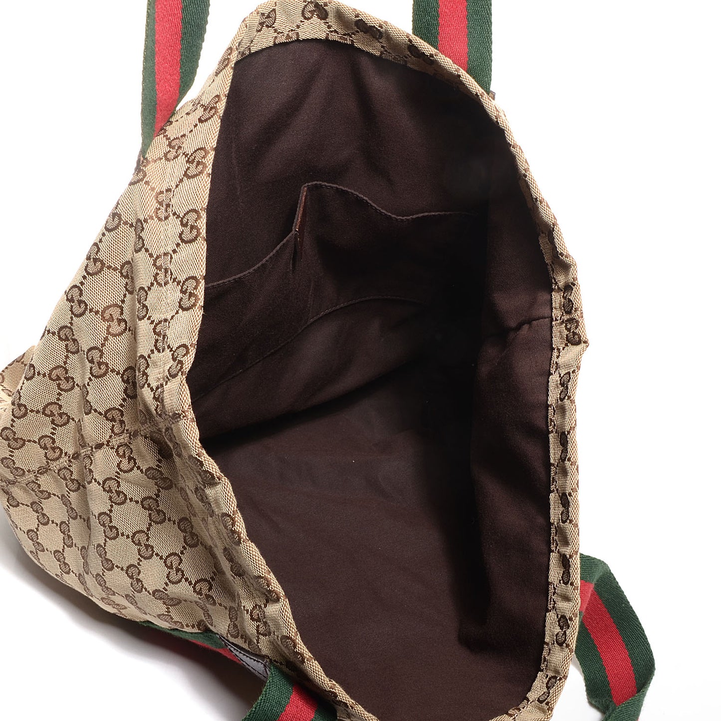 GG Monogram Medium Web Handle Vertical Tote Bag Dark Brown