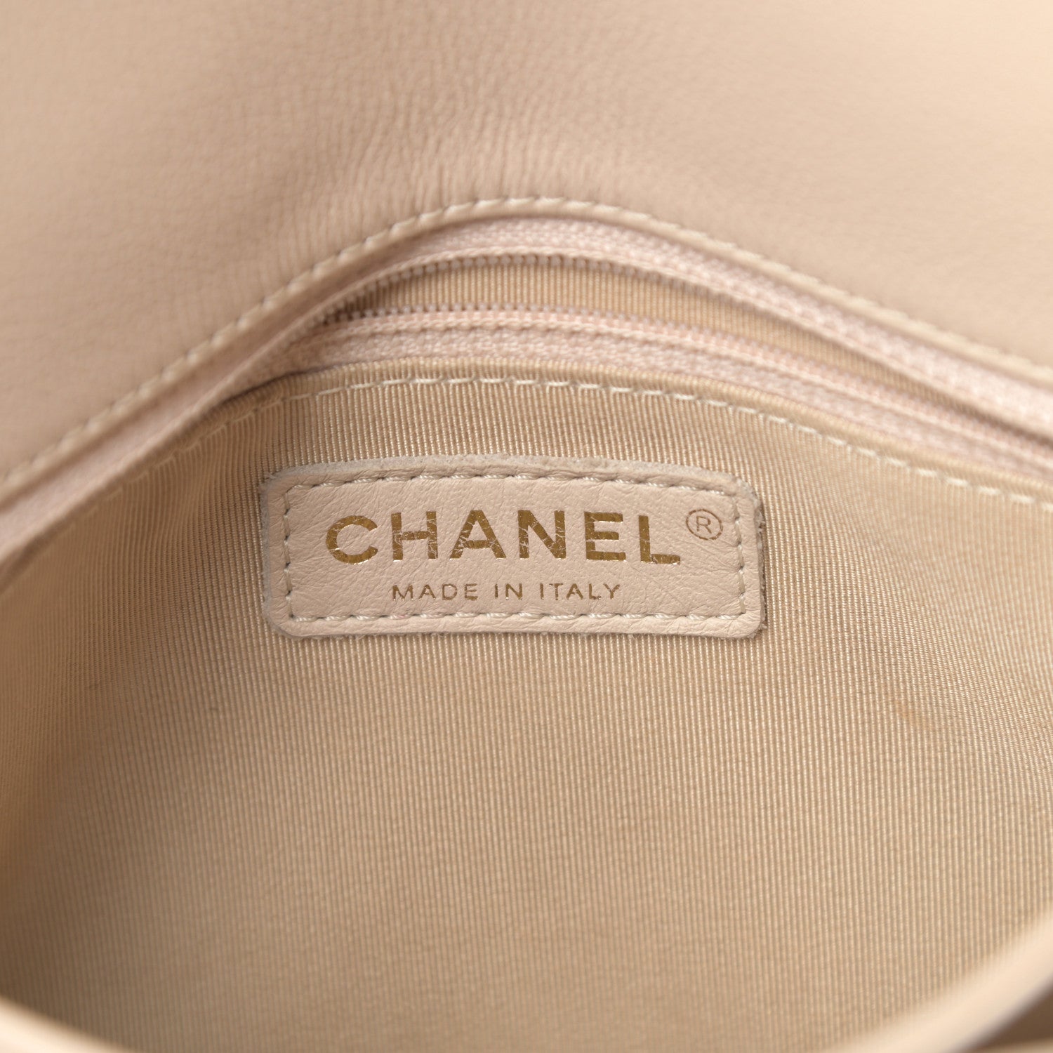 Chanel Grained Calfskin Small Chevron Chic Top Handle Flap Beige 11 of 14