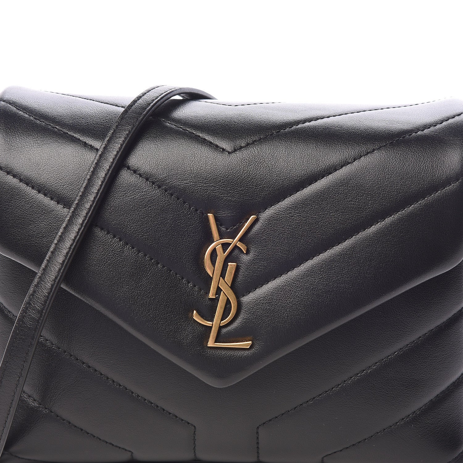 Saint Laurent Calfskin Y Quilted Monogram Toy Loulou Crossbody Bag Black 10 of 10
