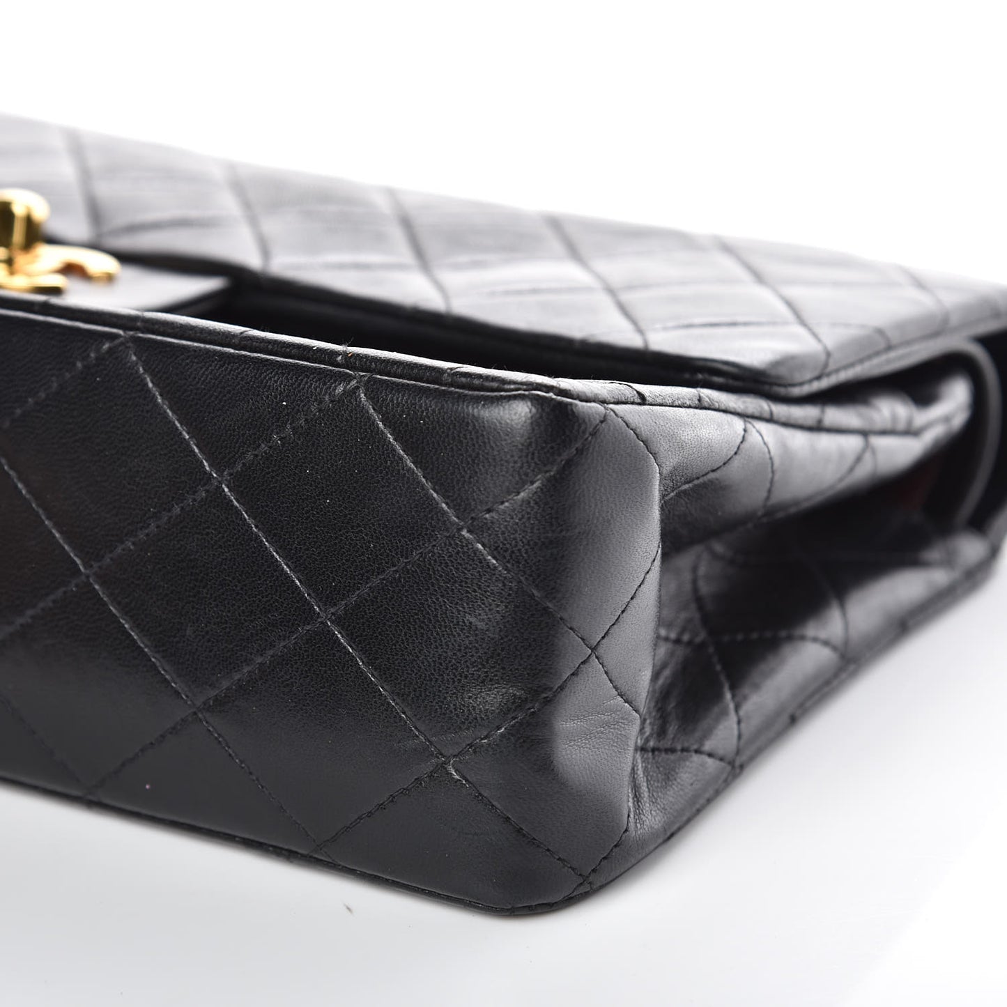 Lambskin Quilted Medium Double Flap Black