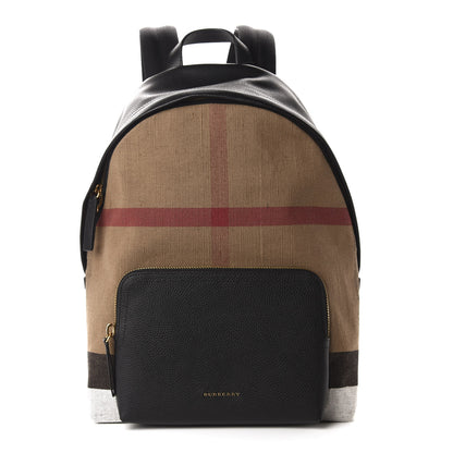 Burberry Mega Check Calfskin Abbeydale Simple Backpack Black Camel 1 of 8