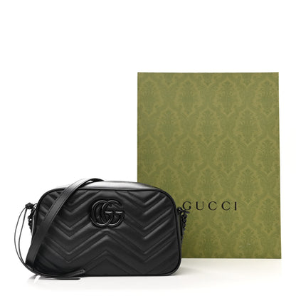 Gucci Calfskin Matelasse Monochrome Small GG Marmont Chain Shoulder Bag Black 10 of 10