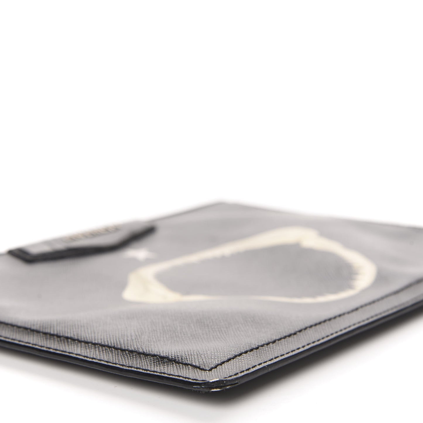 Textured Coated Canvas Medium Antigona Shark Jaw Cosmetic Pouch Black