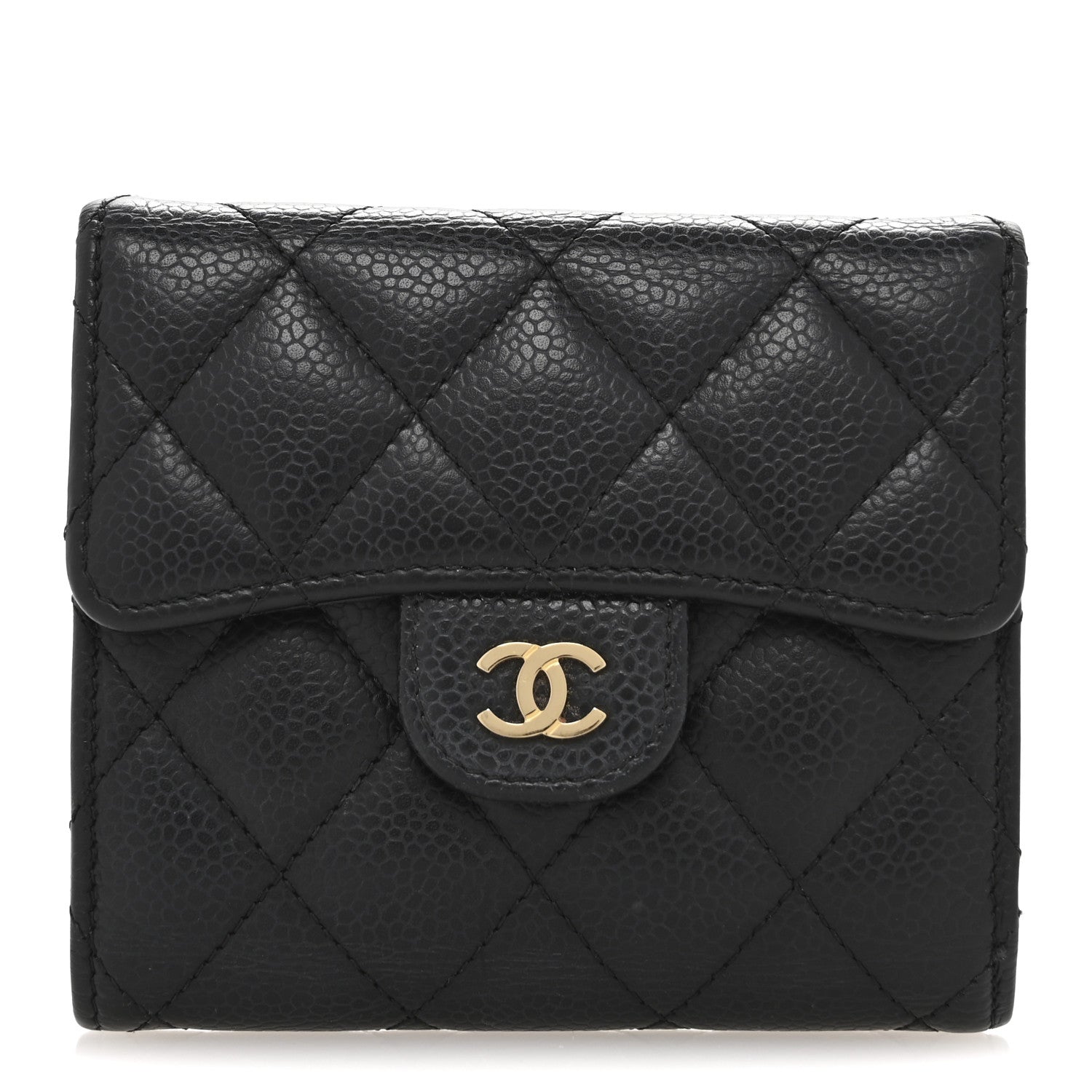 Chanel Caviar Quilted Compact Flap Wallet Black 1 of 12