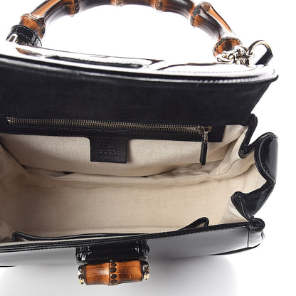 Gucci Patent Medium New Bamboo Top Handle Bag Black 5 of 10