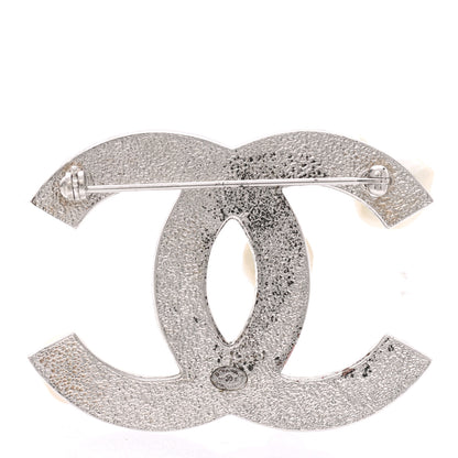 Chanel Pearl Crystal CC Mini Brooch Silver 3 of 5