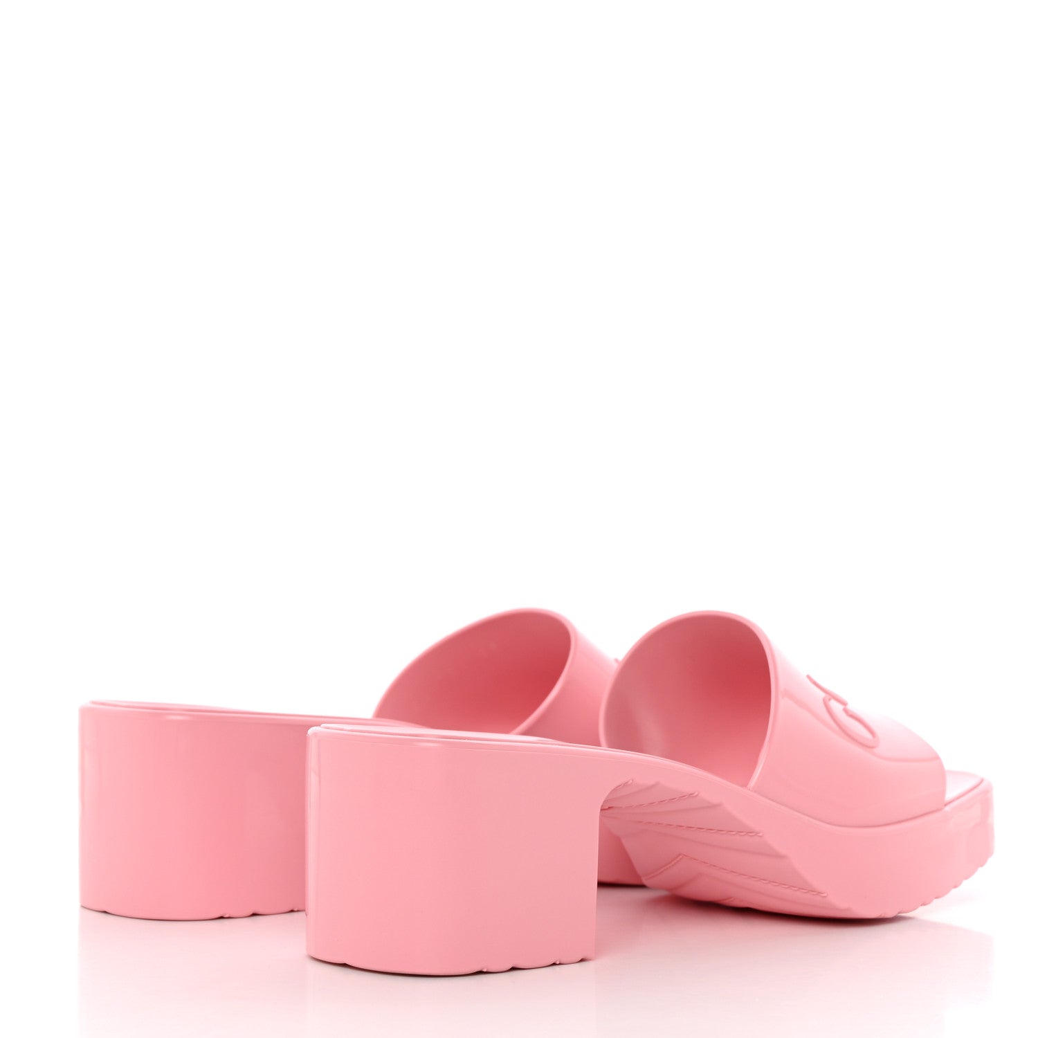 Gucci Rubber Gucci Logo Womens Platform 20/60mm Slide Sandals 35 Wild Rose 4 of 9