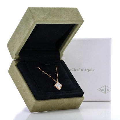 Van Cleef & Arpels 18K Yellow Gold Mother of Pearl Sweet Alhambra Pendant Necklace 6 of 6