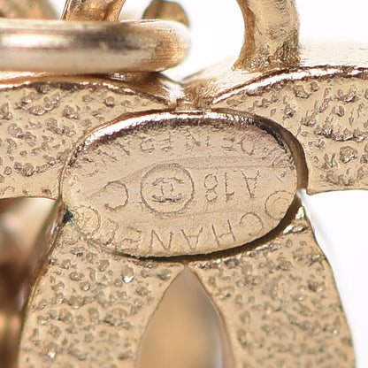 Chanel Crystal Bead Logo Chain Logo Drop Earrings Gold 4 of 4