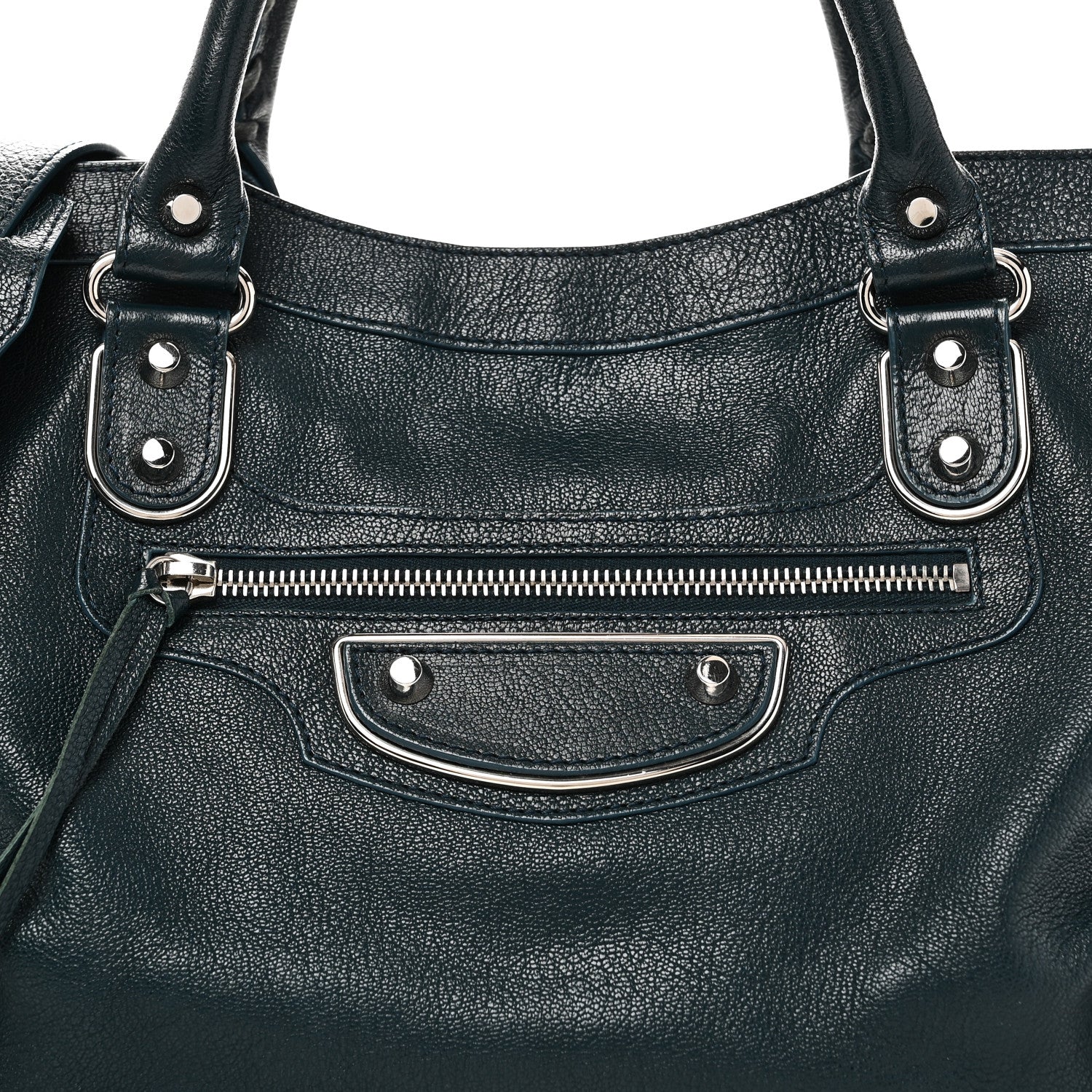 Balenciaga Chevre Silver Metallic Edge Hardware City Bleu Paon 9 of 11
