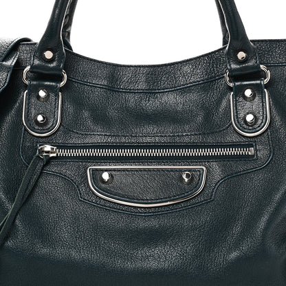 Balenciaga Chevre Silver Metallic Edge Hardware City Bleu Paon 9 of 11