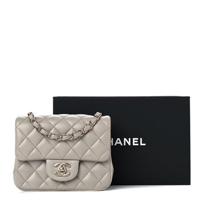 Chanel Lambskin Quilted Mini Square Flap Light Grey 9 of 9