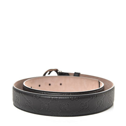 Gucci Soft Guccissima Margaux Calfskin Nickel Interlocking G 37mm Belt 105 42 Black 3 of 6