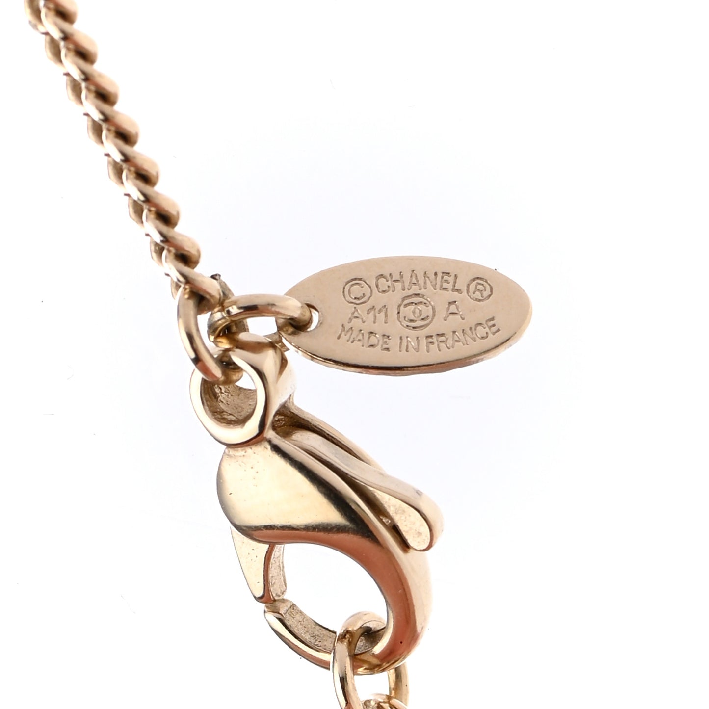 Pearl Crystal CC Bead Necklace Gold