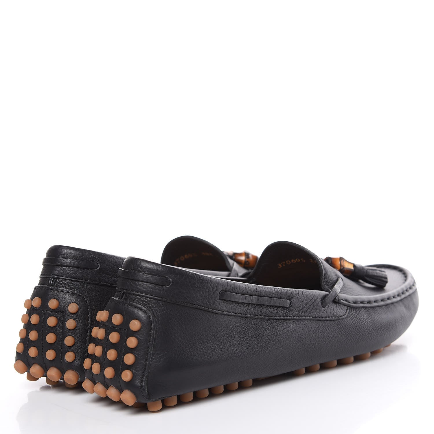Gucci Hebron Calfskin Womens Bamboo Tassel Driver Loafers 38.5 Black 4 of 10
