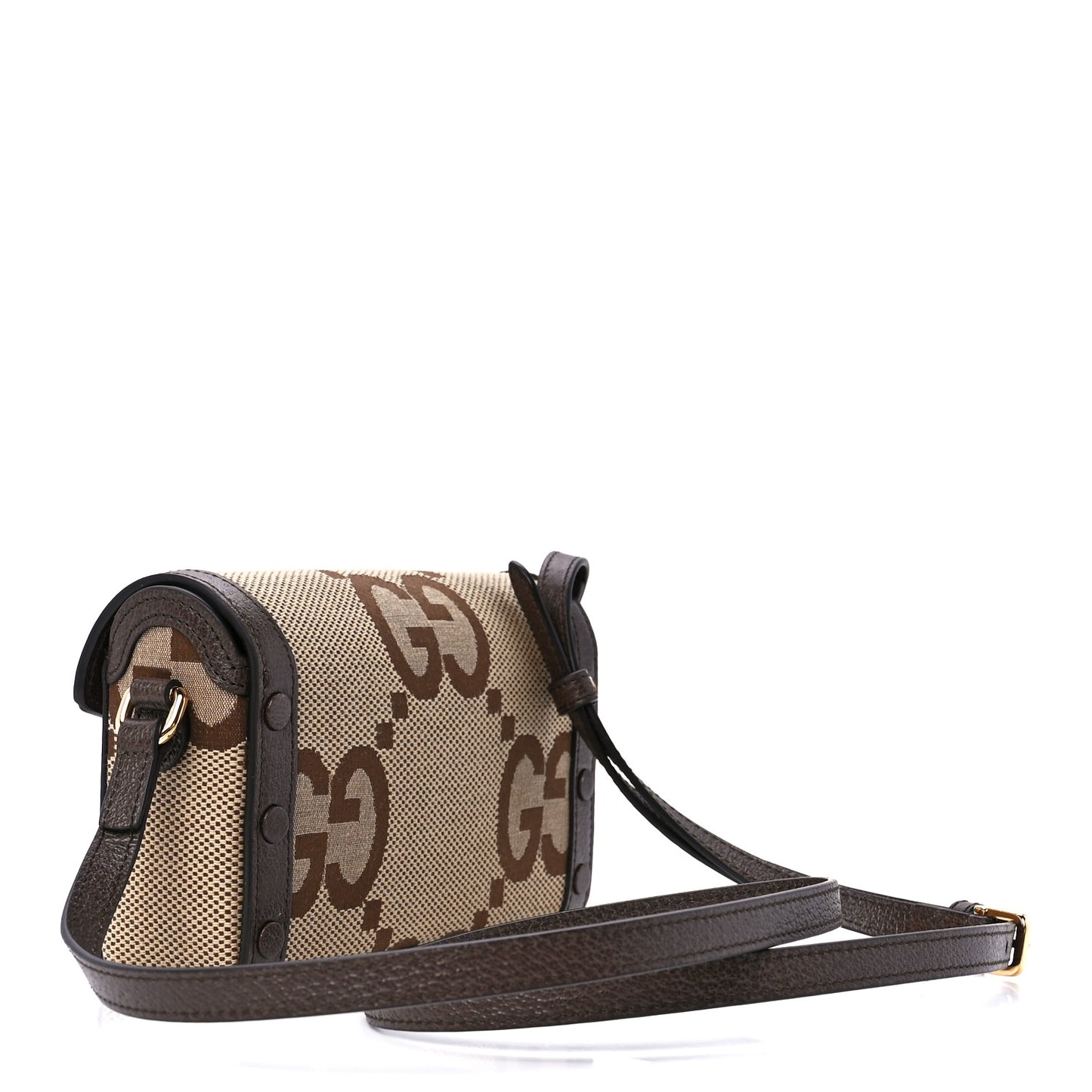 Monogram Jumbo GG Textured Dollar Calfskin Mini Horsebit 1955 Shoulder Bag Camel Ebony New Acero