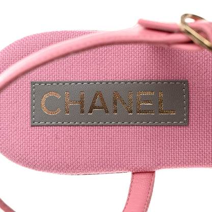 Chanel Lambskin CC Logo Thong Sandals 40 Pink 6 of 10
