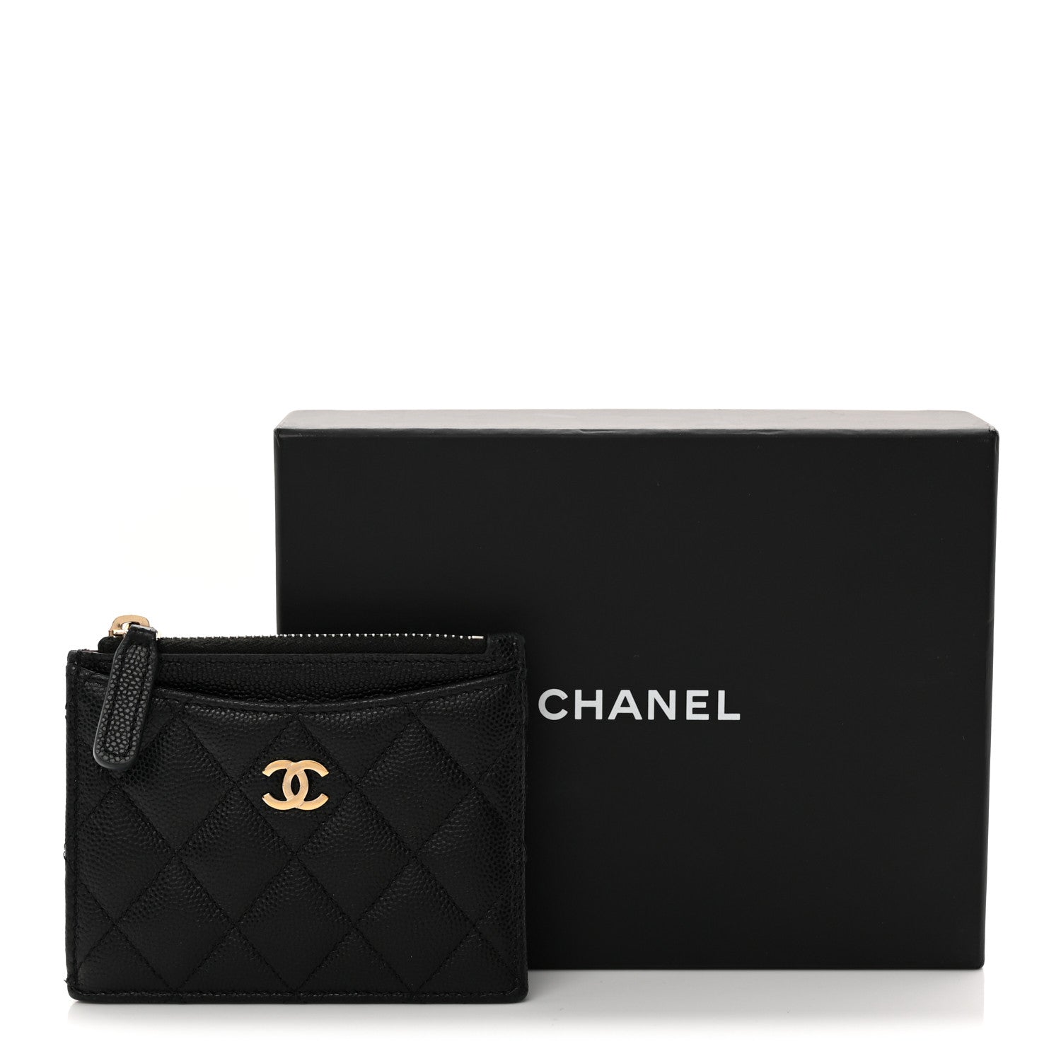 Chanel Caviar Quilted CC Zip Card Holder Black 9 of 9