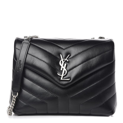 Saint Laurent Calfskin Y Quilted Monogram Small Loulou Chain Satchel Black 1 of 10