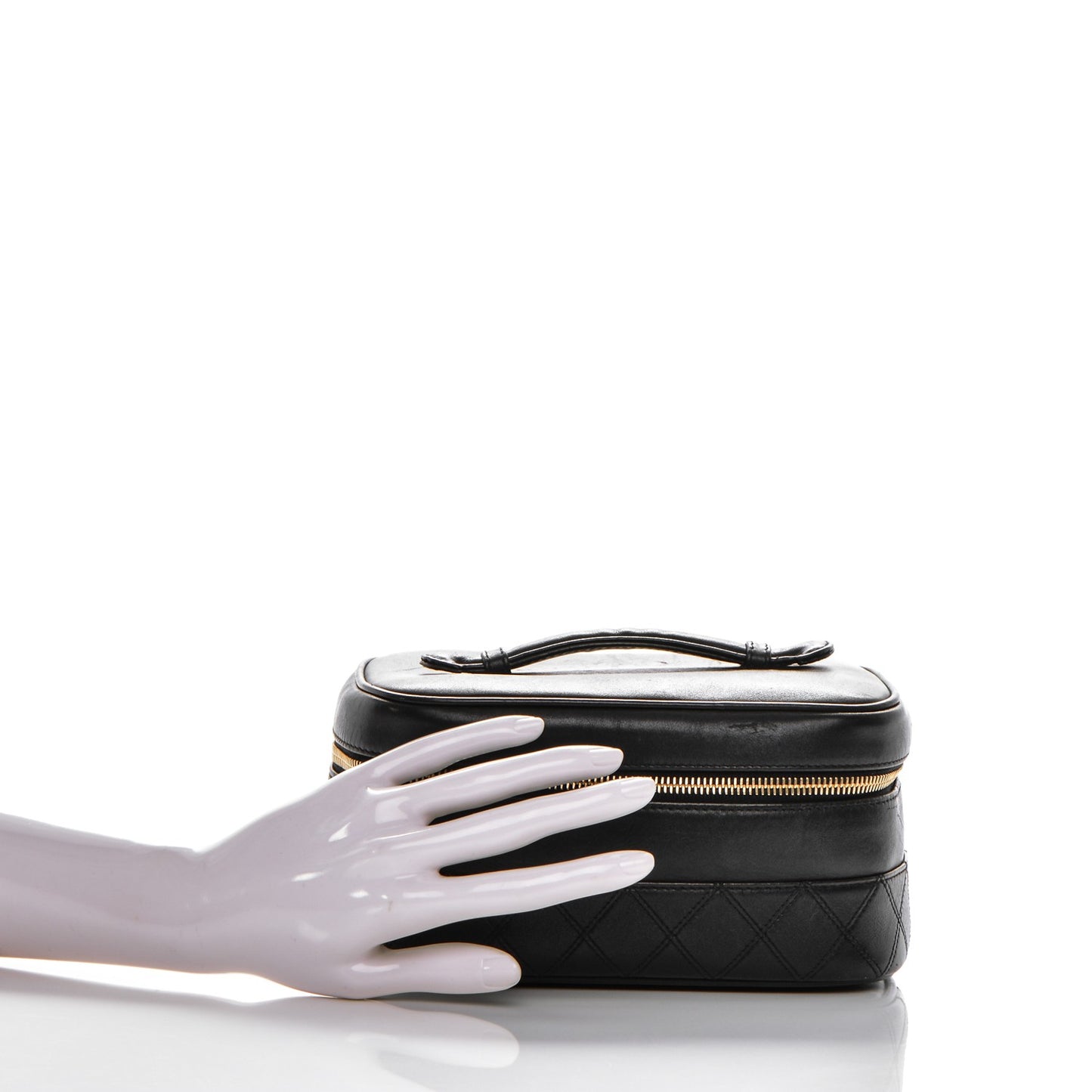Lambskin Vanity Cosmetic Case Black