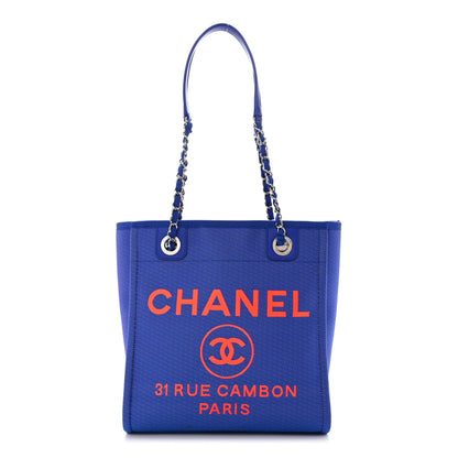 Chanel Mixed Fibers Mini Deauville Tote Blue Orange 1 of 10
