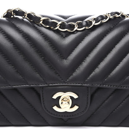 Chanel Lambskin Chevron Quilted Mini Rectangular Flap Black 10 of 10