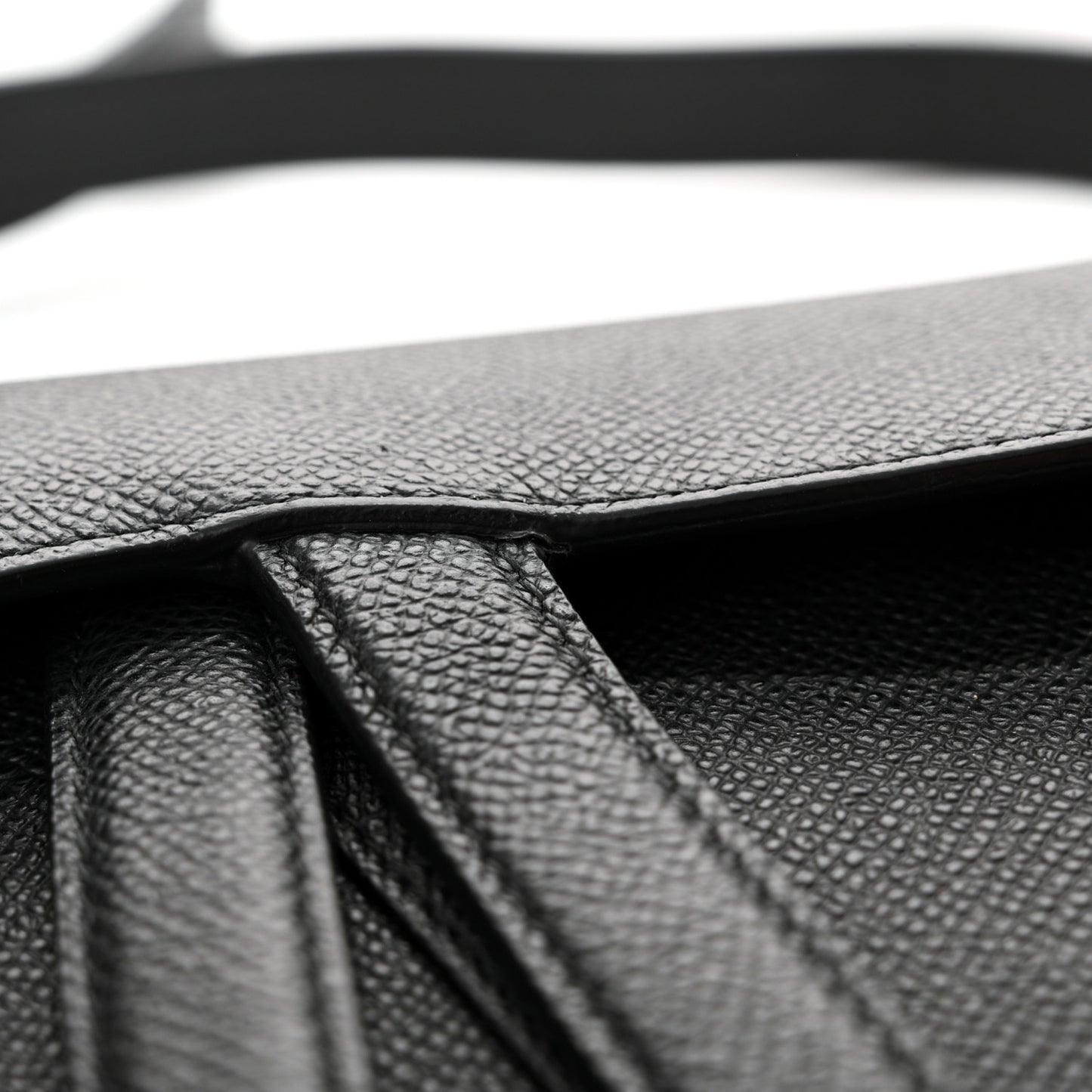 Grained Calfskin Saddle Bag With Strap Black