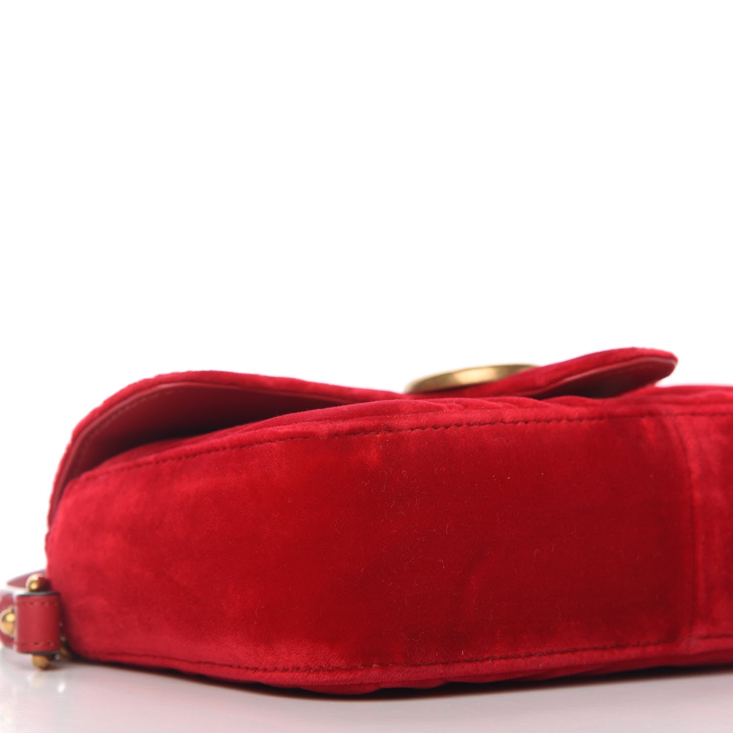Gucci Velvet Matelasse Mini GG Marmont Shoulder Bag Hibiscus Red 6 of 10