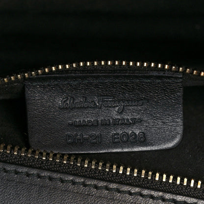 Salvatore Ferragamo Calfskin Whipstitch Kamelia Shoulder Bag Black 7 of 14