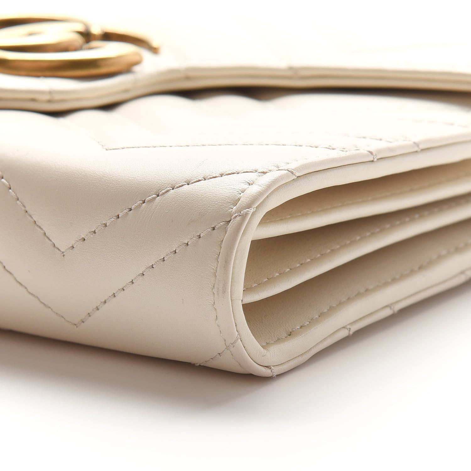 Gucci Calfskin Matelasse GG Marmont Chain Wallet Mystic White 8 of 11