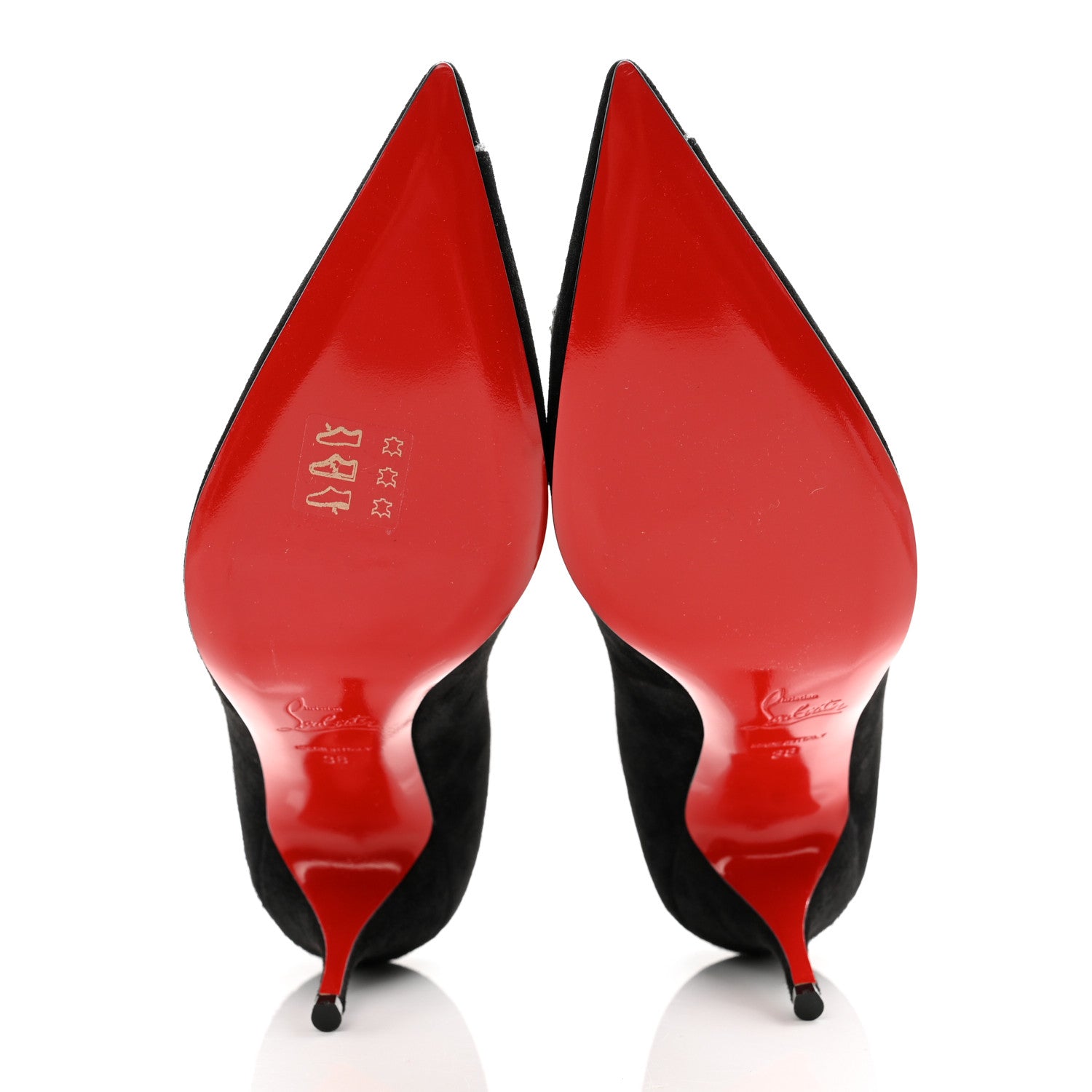 Christian Louboutin Suede Strass CL Pumps 38 Black Silver 6 of 8