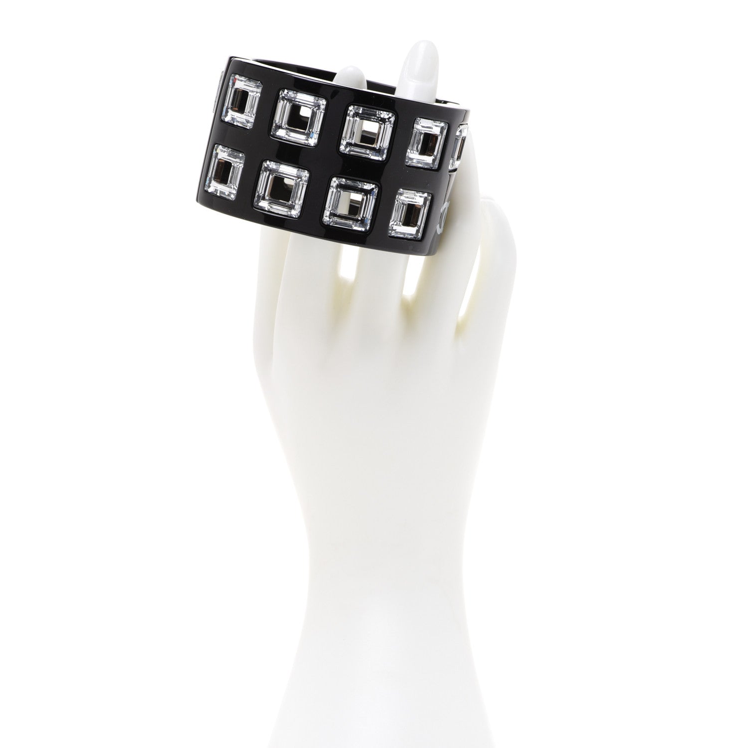 Chanel Resin Crystal CC Cuff Black 2 of 5