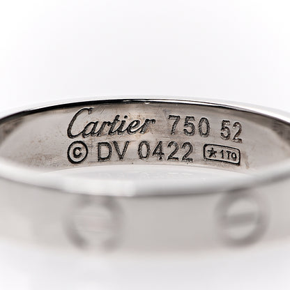 Cartier 18K White Gold 3.5mm LOVE Wedding Band Ring 52 6 3 of 4