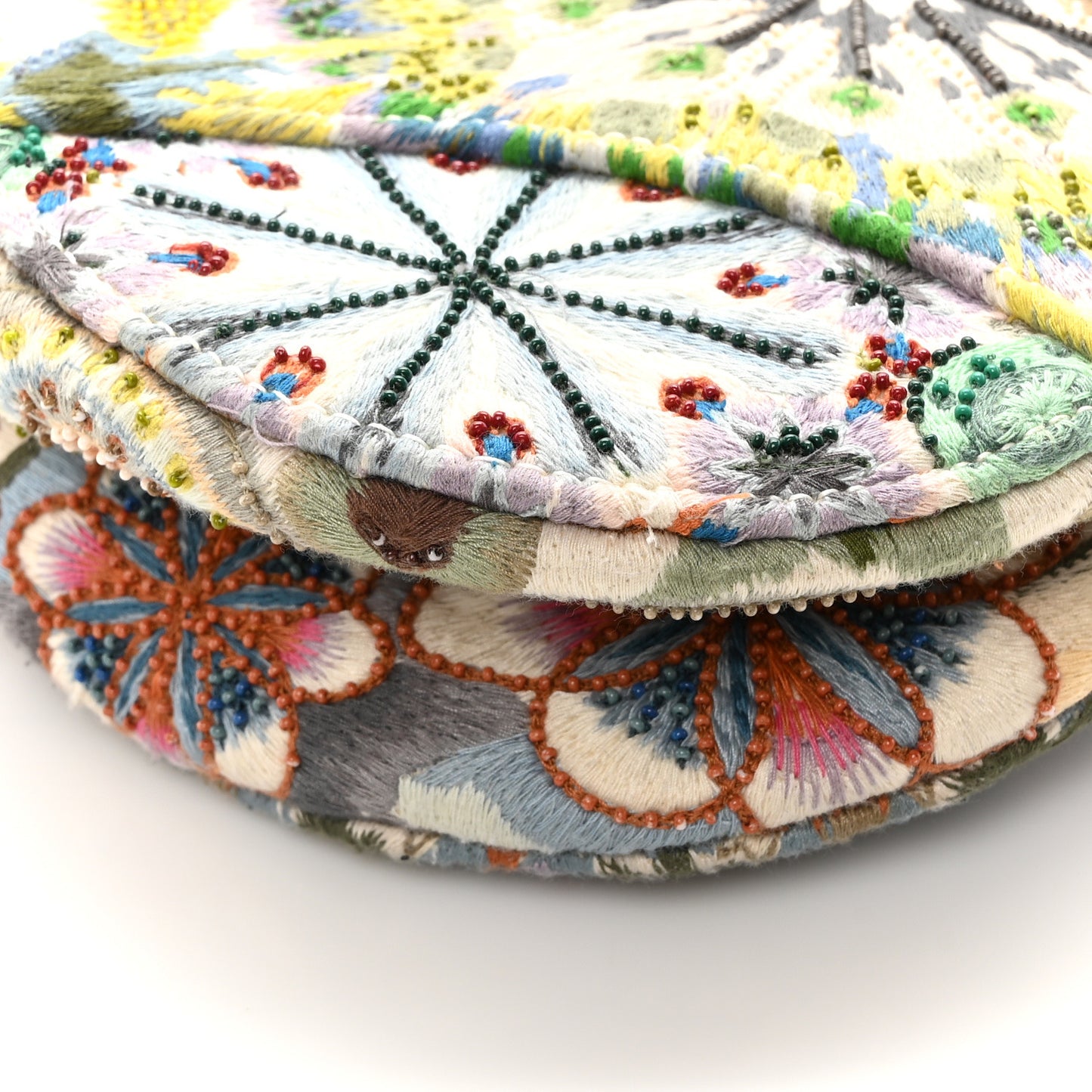 Canvas Embroidered Kaleidiorscopic Saddle Bag Multicolor