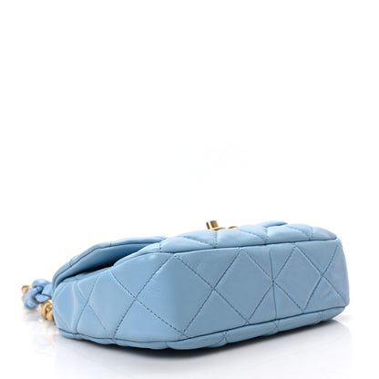 Chanel Lambskin Quilted Mini Lacquered Chain Flap Light Blue 3 of 8