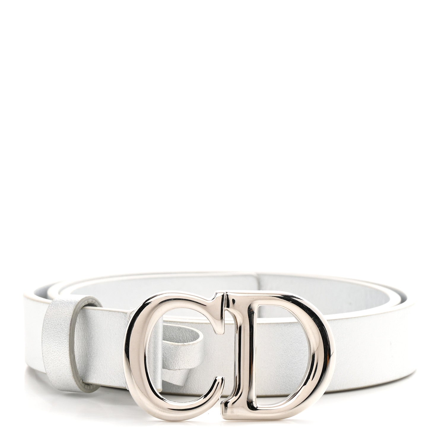 Christian Dior Metallic Calfskin Saddle Belt 70 28 Silver 1833903