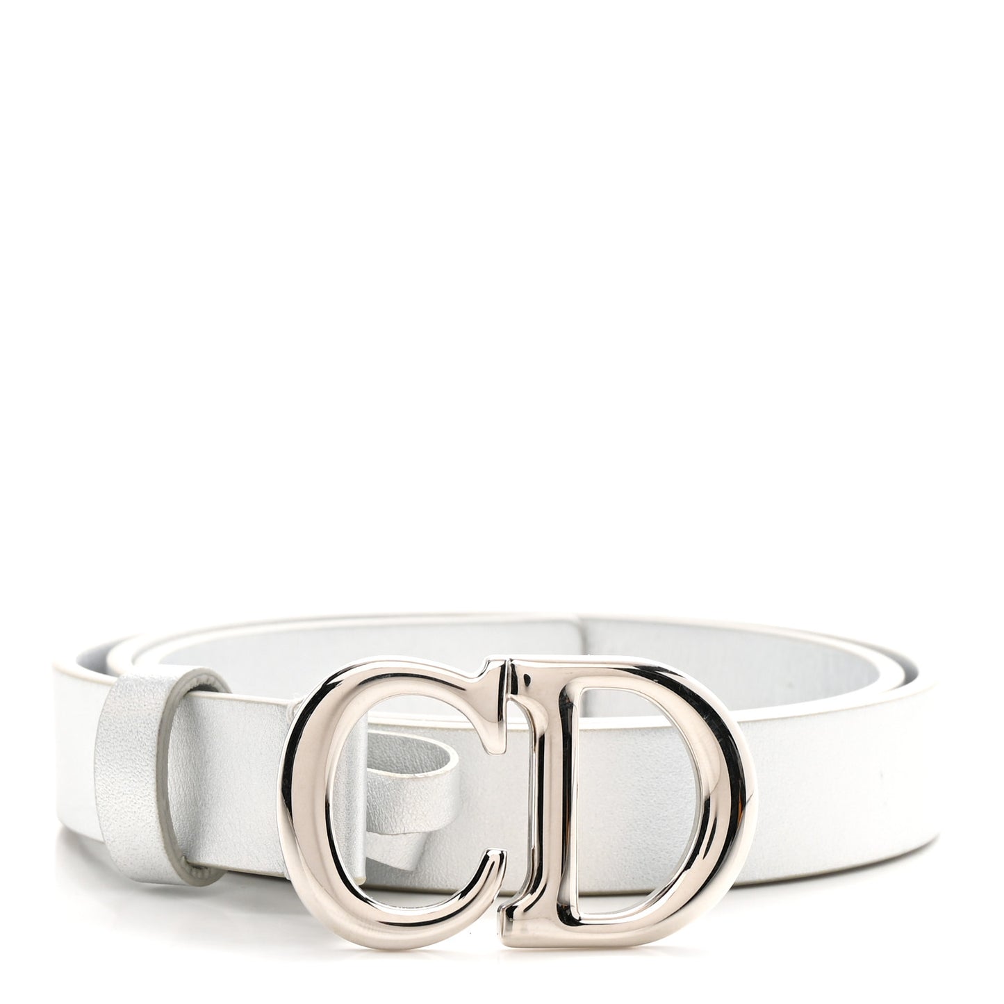 Metallic Calfskin Saddle Belt 70 28 Silver