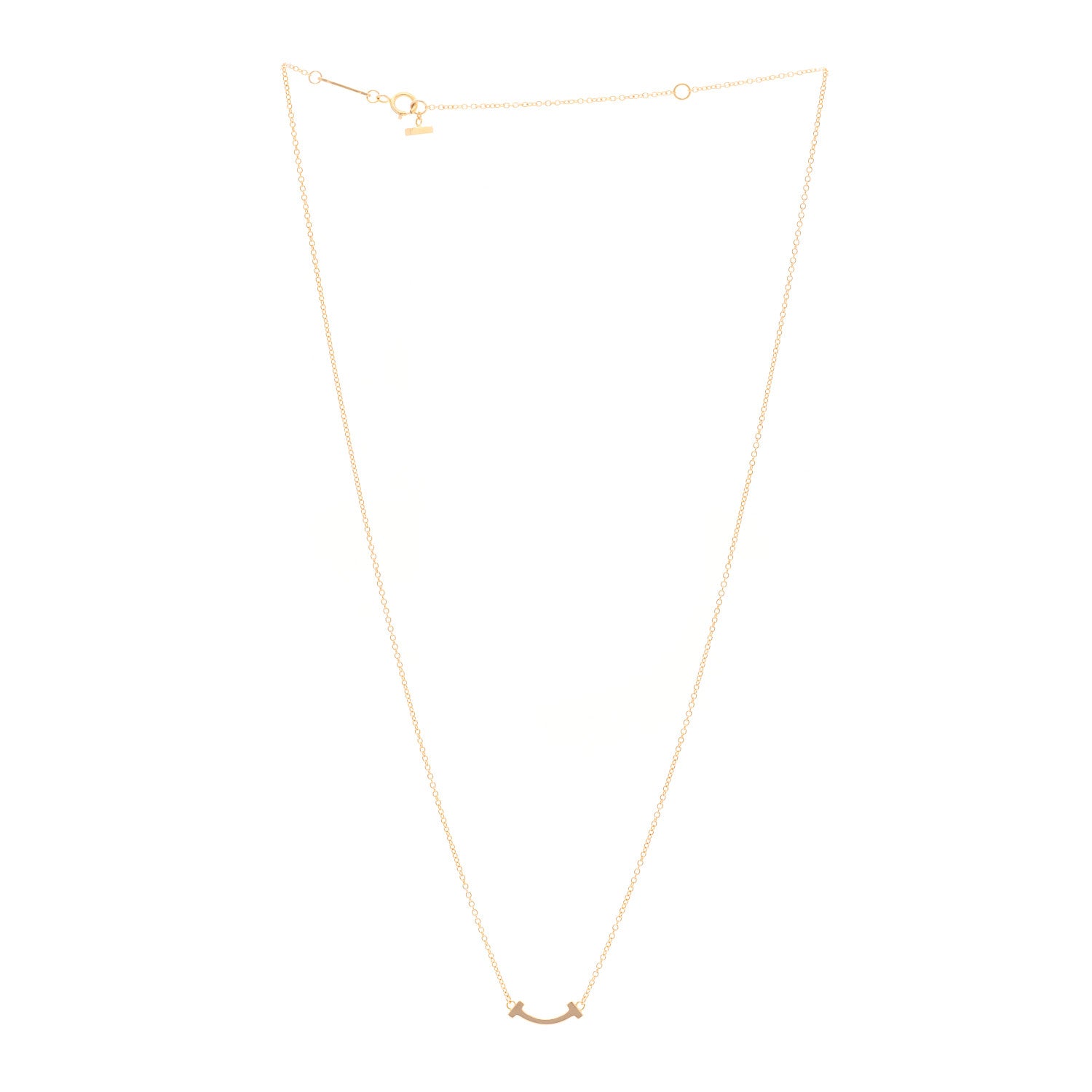 Tiffany 18K Rose Gold Mini T Smile Pendant Necklace 3 of 5