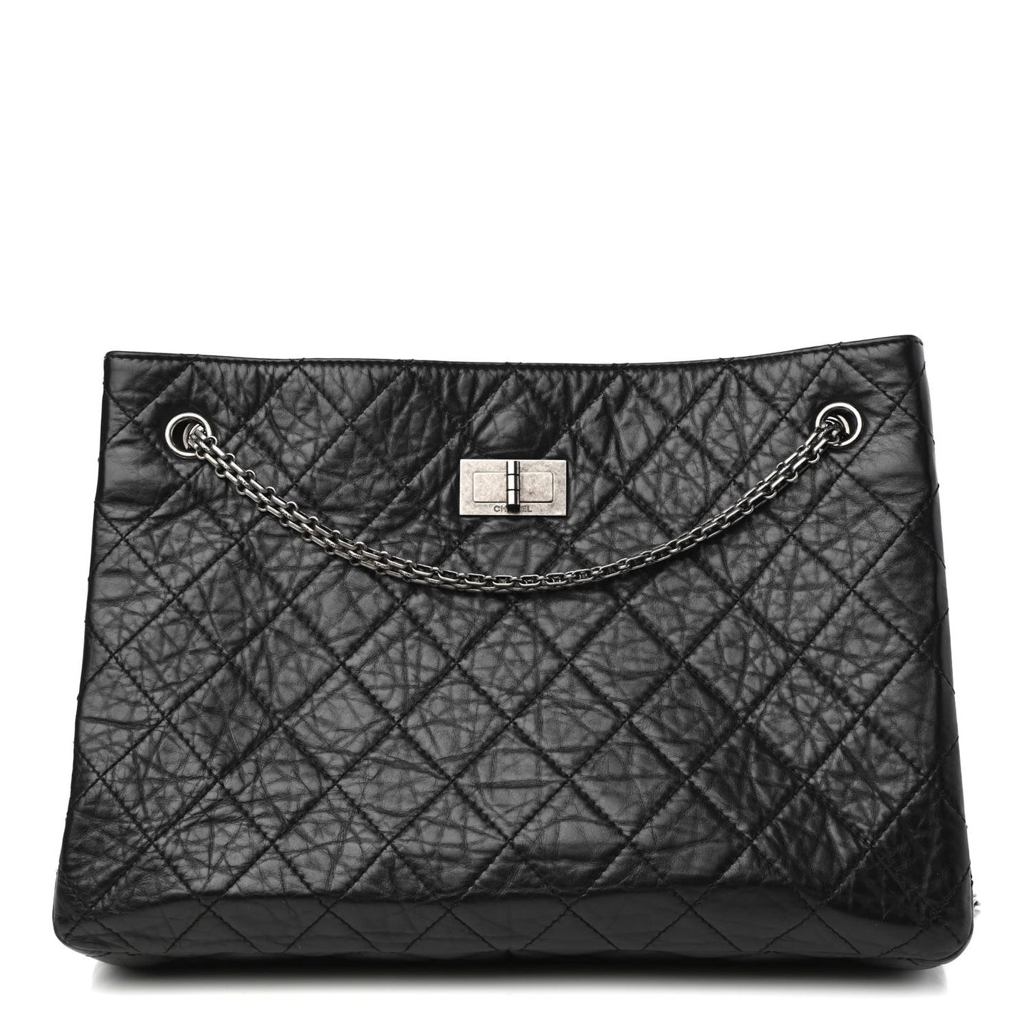 Aged Calfskin Quilted Reissue 2.55 Tote Black