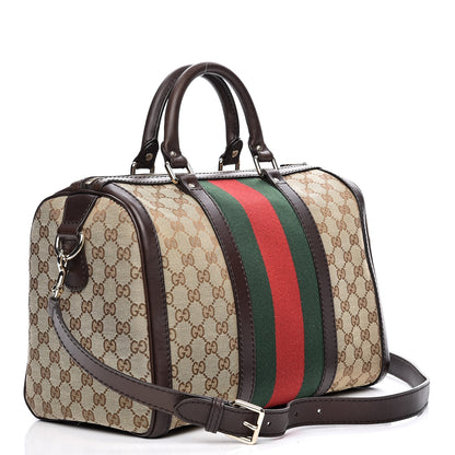 Gucci Monogram Vintage Web Medium Boston Dark Brown 4 of 14