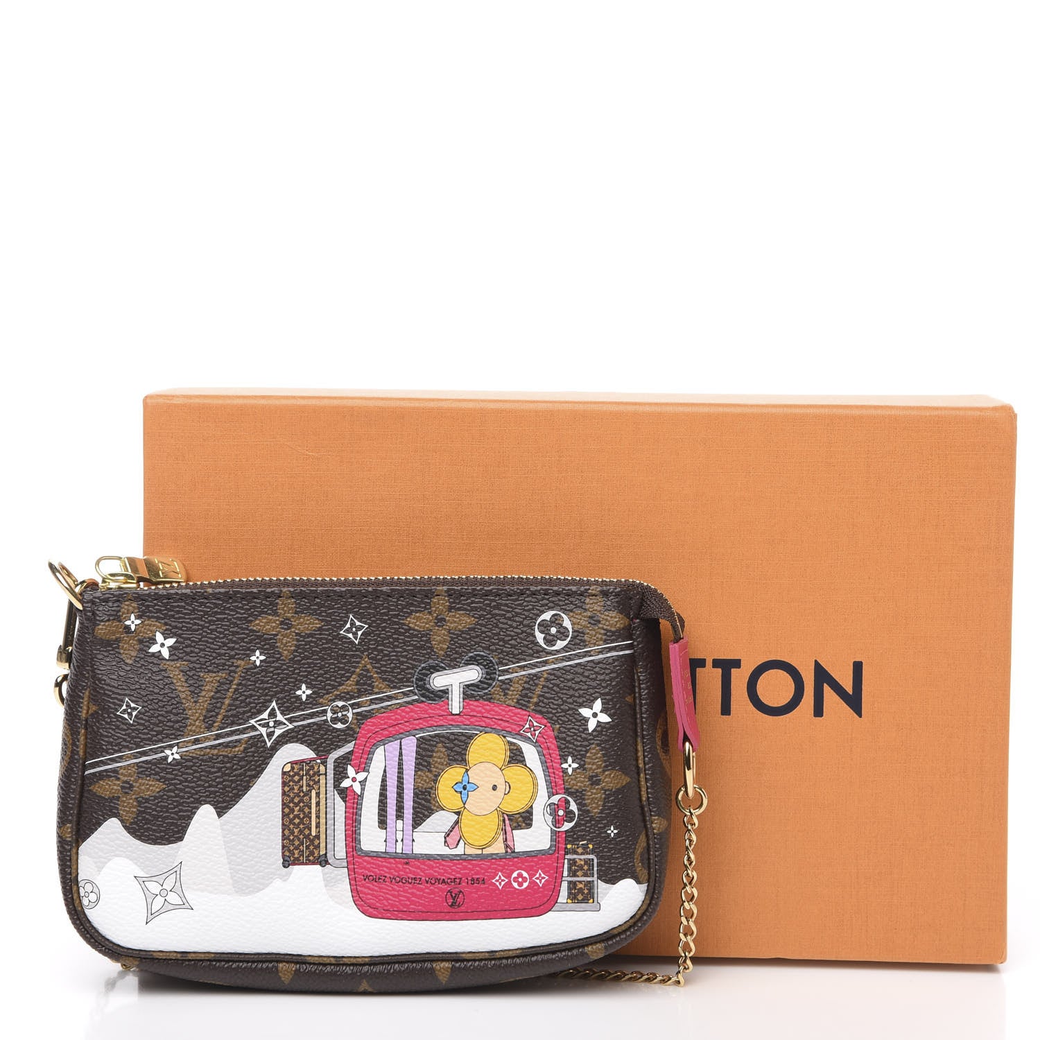 Louis Vuitton Monogram 2019 Christmas Animation Mini Courchevel Pochette Accessories Fuchsia 7 of 7