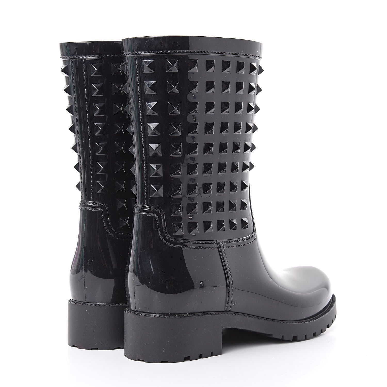 Valentino Garavani Rubber Rockstud Short Rainboots 39 Black 4 of 8