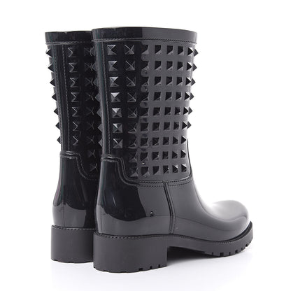 Valentino Garavani Rubber Rockstud Short Rainboots 39 Black 4 of 8