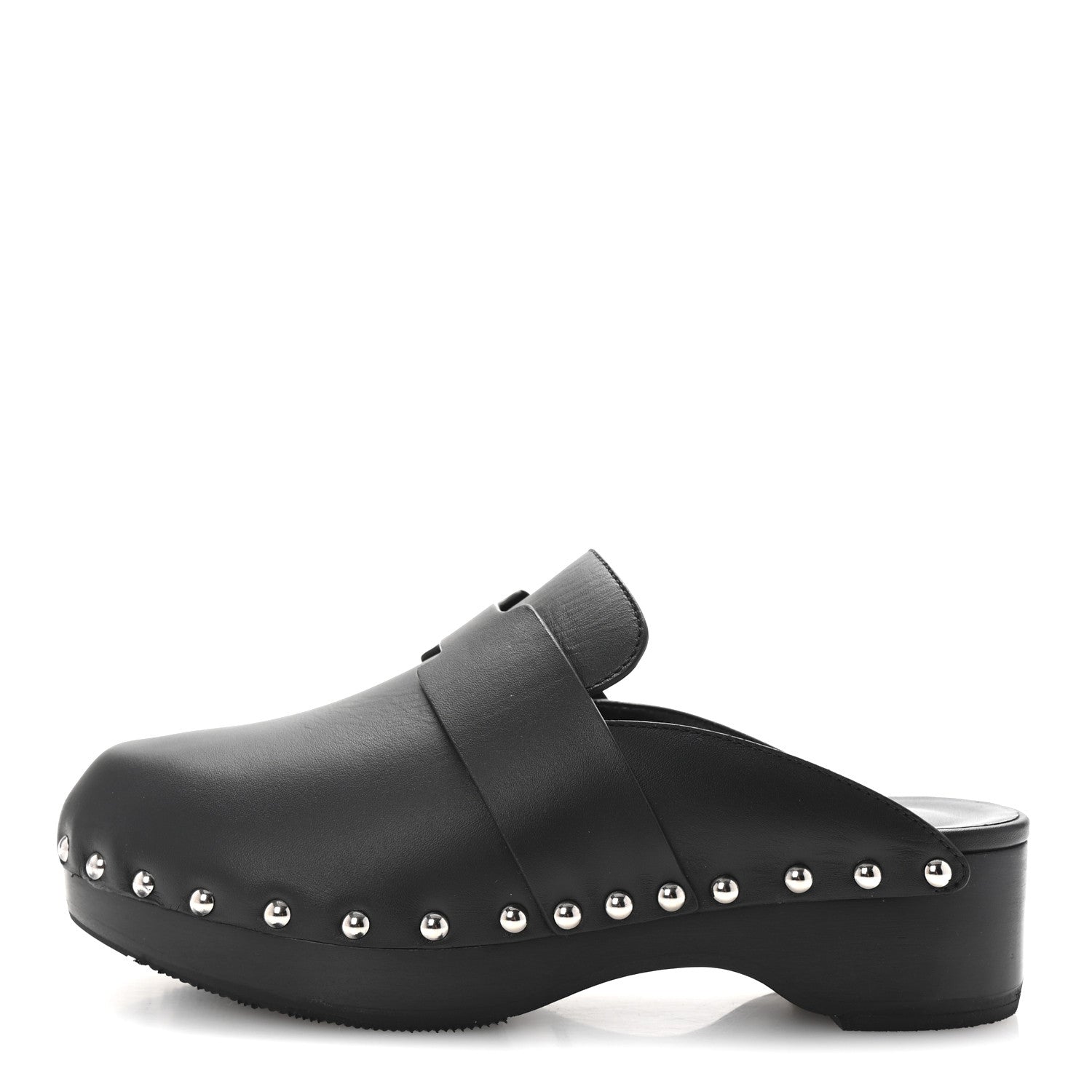 Hermes Calfskin Calya Mules 35 Black 1 of 9